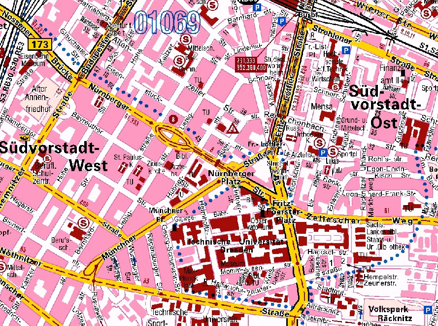 Rasterdaten am Beispiel der Dresdner Innenstadt; Datenquelle: MairDumont